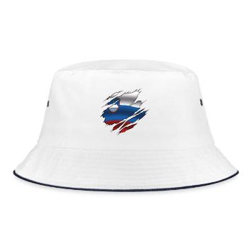 Flag of Slovenia - Slovenia - Torn Flag - Bucket Hat - white/navy - Front