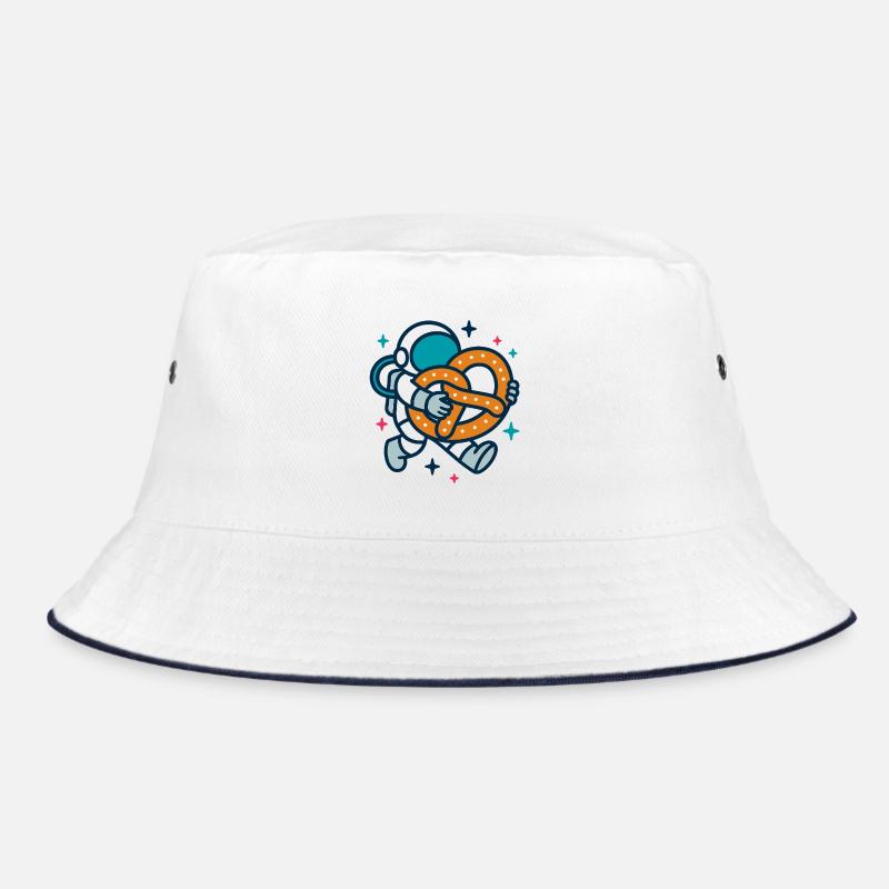 Astronaut mit Brezel - Bucket Hat - Weiß/Navy