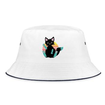 kritzelkatze Klecks, sagt Hi - Bucket Hat - Weiß/Navy - Vorne