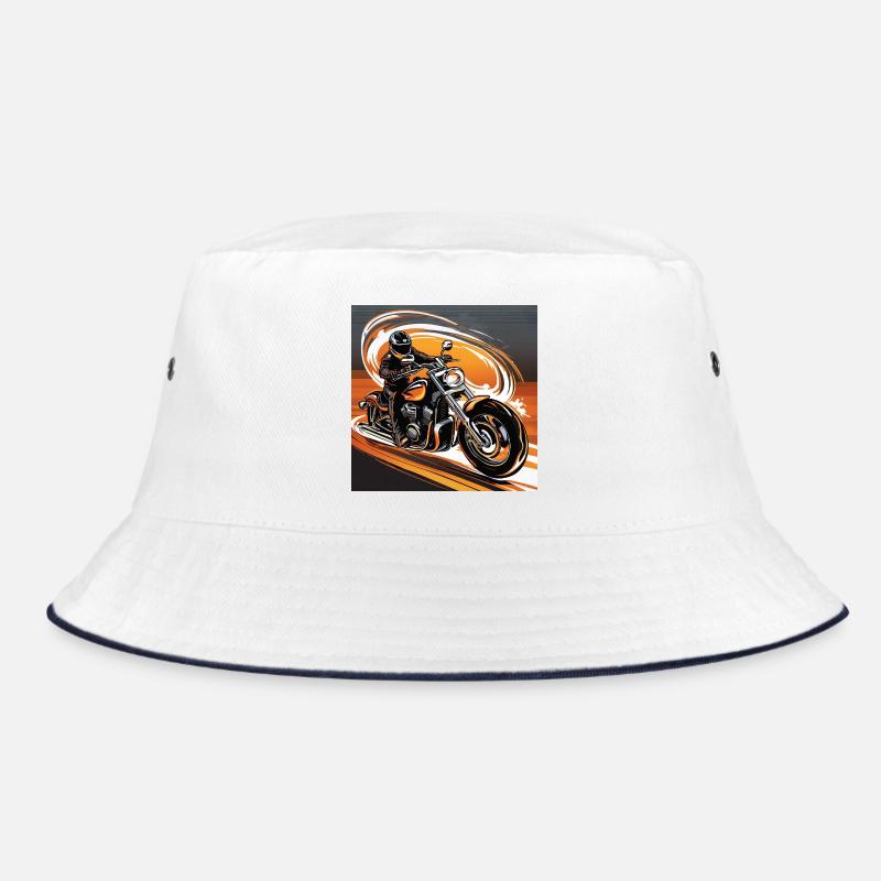 Motorcyclists in Dynamics - Style - Biker Art Design - Bucket Hat - white/navy