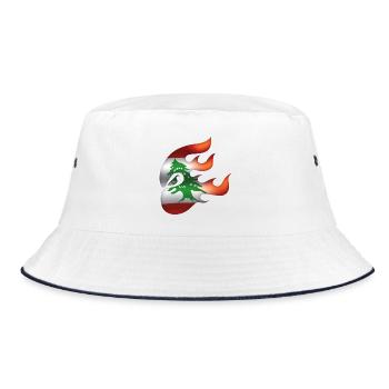 Flagge des Libanon - Libanon - Ninja - Bucket Hat - Weiß/Navy - Vorne