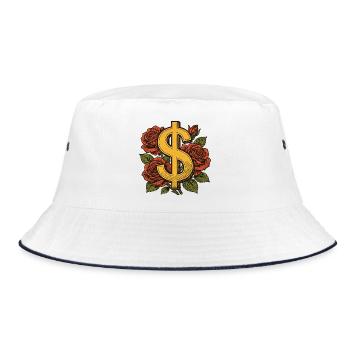 Luxus & Erfolg - Wealth Roses - Bucket Hat - Weiß/Navy - Vorne