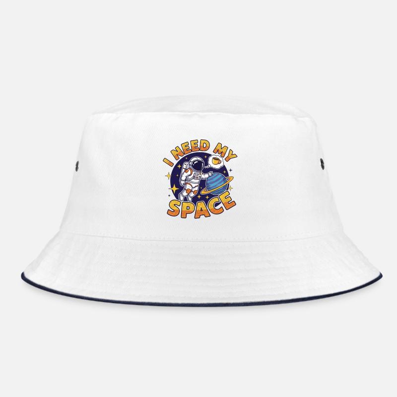 Weltraumfreundschaft mit Kaffee-Traum - Bucket Hat - Weiß/Navy