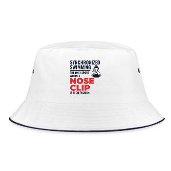 Zitat zum Synchronschwimmen mit Nasenklammer - Bucket Hat - Weiß/Navy - Vorne