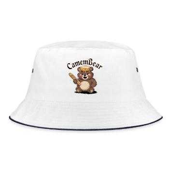Bear with honey and baguette - Bucket Hat - white/navy - Front