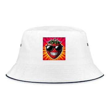 Erdbeeren Erdbeeren - Bucket Hat - Weiß/Navy - Vorne