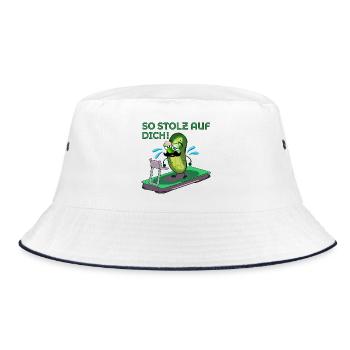 SPORT MOTIVATION DAD MUSTACHE CUCUMBER - Bucket Hat - white/navy - Front