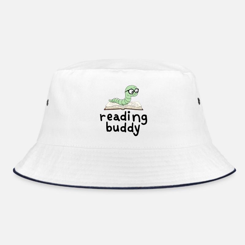 Reading friend Cute bookworm with book Bucket Hat