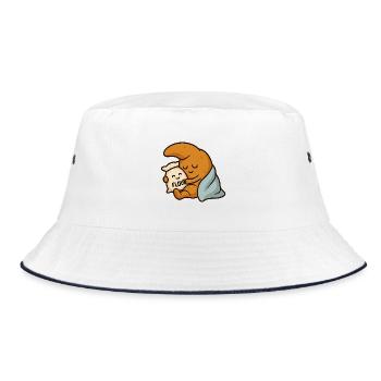 Schlaf Kipferl - Bucket Hat - Weiß/Navy - Vorne