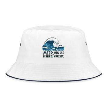 Meer, weil das Leben zu kurz ist - Bucket Hat - Weiß/Navy - Vorne