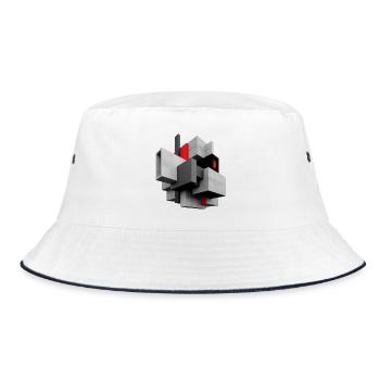 Cube - Bucket Hat - Weiß/Navy - Vorne