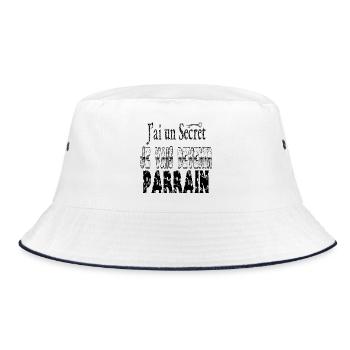 Ich habe ein Geheimnis, ich werde Pate - Bucket Hat - Weiß/Navy - Vorne