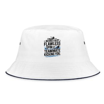 Behind Every Flawless Spin Swimming Teammate  - Bucket Hat - white/navy - Front