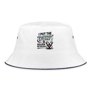 Golden Retriever Humor Derp Quote  - Bucket Hat - white/navy - Front