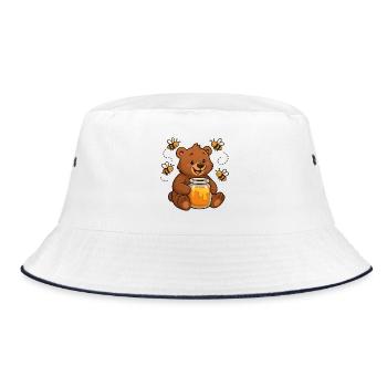 Niedlicher Bärenhonig Imker Design - Bucket Hat - Weiß/Navy - Vorne
