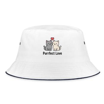 Süßes Katzenpaar mit Herz - Bucket Hat - Weiß/Navy - Vorne