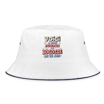 Alles Gute zum 75. Geburtstag Humor - Bucket Hat - Weiß/Navy - Vorne