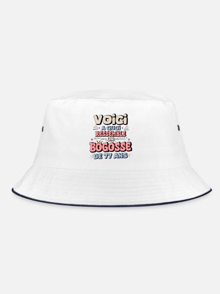 Humor zum 77. Geburtstag - Bucket Hat - Weiß/Navy - Vorne