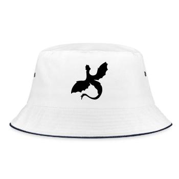 Fabled Winged Serpent Silhouette - Bucket Hat - white/navy - Front