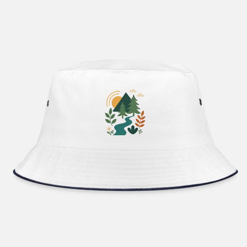 Gelassener Wald Berg Szenendesign Bucket Hat