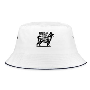 Siberian Husky Troublemaker Funny Dog  - Bucket Hat - white/navy - Front