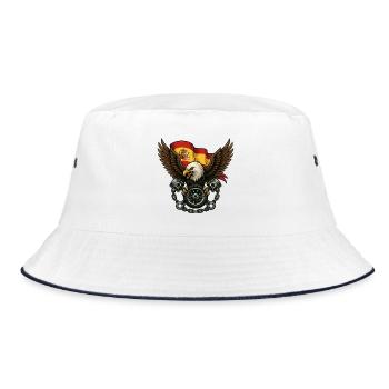 Eagle and Spanish flag in bold tattoo - Bucket Hat - white/navy - Front