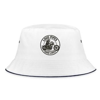 Laute Rohre retten Leben Motorrad-Design - Bucket Hat - Weiß/Navy - Vorne
