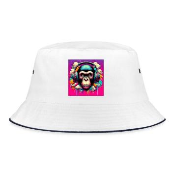 Chimpanzee Monkey - Bucket Hat - white/navy - Front