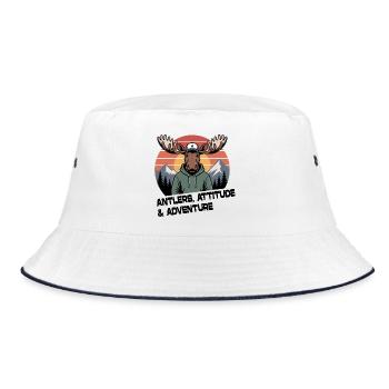 Antlers Attitude Adventure Moose - Bucket Hat - white/navy - Front