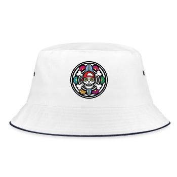 Surf Schädel - Bucket Hat - Weiß/Navy - Vorne