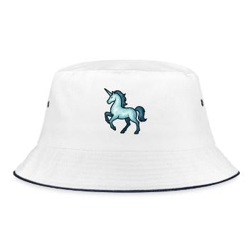 Seelentier und Wächterwesen: Einhorn - Bucket Hat - Weiß/Navy - Vorne
