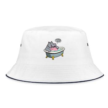Hippo in the bath - Bucket Hat - white/navy - Front