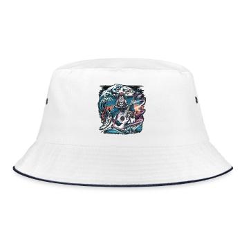 Mystic Night Gitarrist Illustration - Bucket Hat - Weiß/Navy - Vorne
