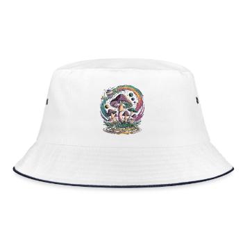 Psychedelic Space Mushroom Fantasy - Bucket Hat - white/navy - Front