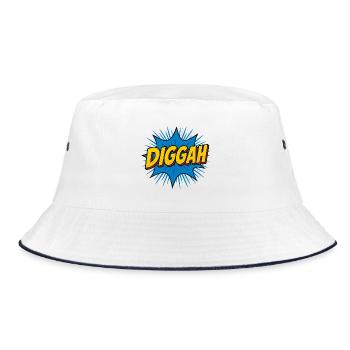 Comic-Style Dugout Headline - Bucket Hat - white/navy - Front