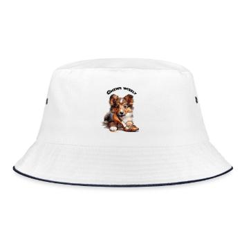 Sheltie Puppy Voleur de chaussures - Cadeau Chiens Maman - Bob - blanc/marine - Devant