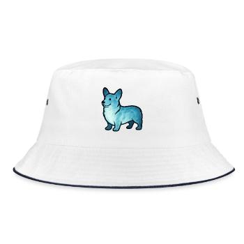 Seelentier und Wächterwesen: Corgie - Bucket Hat - Weiß/Navy - Vorne