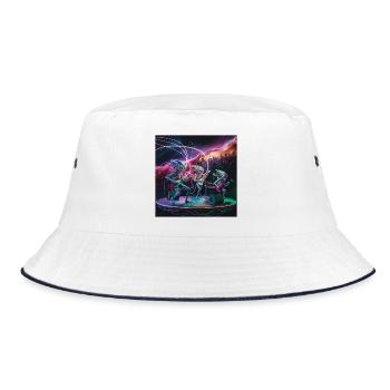 Galactic Alien Band Konzert T-Shirt - Bucket Hat - Weiß/Navy - Vorne