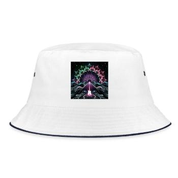 Neon Psychedelic Guitar Masterpiece - Bucket Hat - white/navy - Front