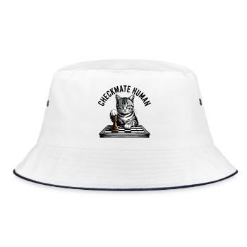 Checkmate Human Chess Cat - Bucket Hat - white/navy - Front
