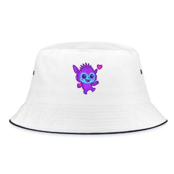 Buntes Fantasy-Wesen mit Herz – Süß & Frech Cartoo - Bucket Hat - Weiß/Navy - Vorne