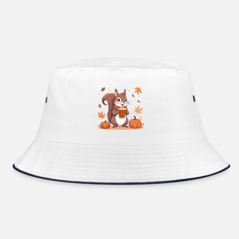 Süßes Eichhörnchen mit Pumpkin spice Latte Herbst  Bucket Hat