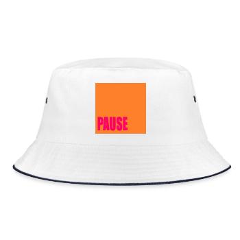 Pausen Zeichen - Bucket Hat - Weiß/Navy - Vorne