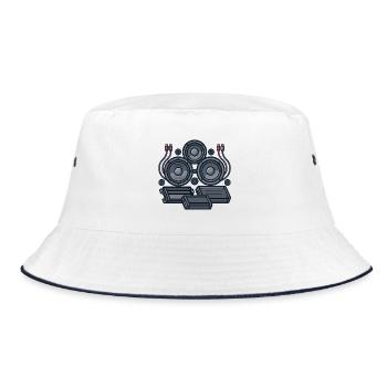 Gestaltung der Tontechnik - Bucket Hat - Weiß/Navy - Vorne
