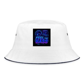Neon Bass Soundwave T Shirt Design - Bucket Hat - white/navy - Front