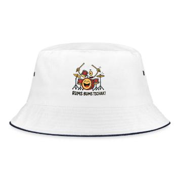 Cheerful Drum Motif with Text - Bucket Hat - white/navy - Front