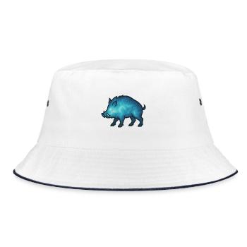 Seelentier und Wächterwesen: Wildschwein - Bucket Hat - Weiß/Navy - Vorne