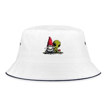 Garden gnome and alien - Bucket Hat - white/navy - Front