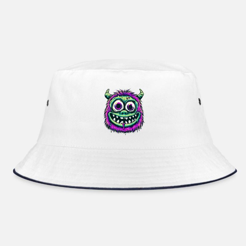 Colorful Psychedelic Monster - Bucket Hat - white/navy