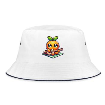 Sweet orange with ukulele at picnic - Bucket Hat - white/navy - Front